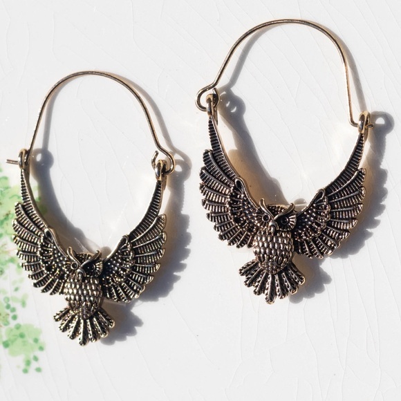 ✨Free People Noctua Brass Owl Earrings - Picture 3 of 8
